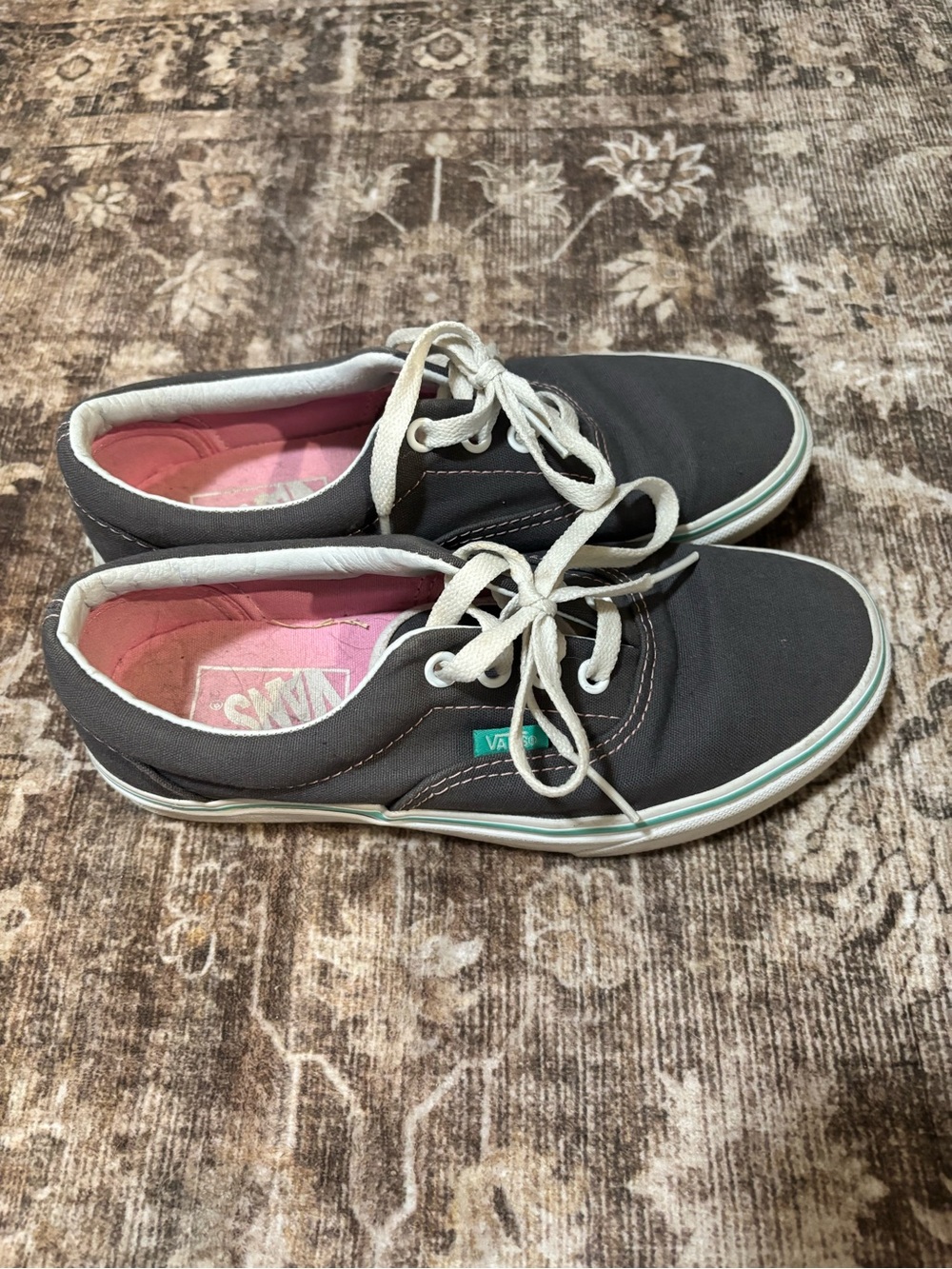 Vans Gray Canvas Low-Top Sneakers with Pink Insole